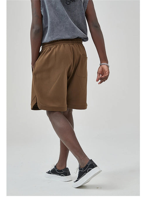 Obsidian Phoenix Unisex Luxury Solid Cotton Shorts - High Street Side-Slit Knee-Length Shorts