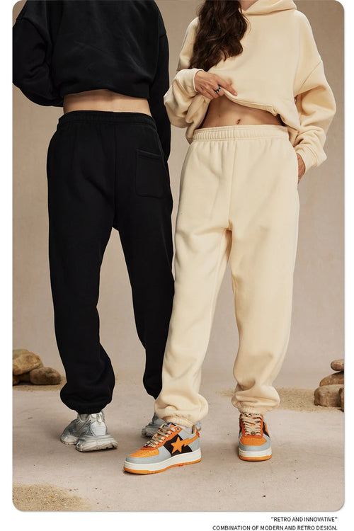 Obsidian Phoenix Unisex Luxury Solid Fleece Sweatpants - 400gsm Basic Loose-Fit Warm Joggers