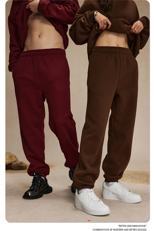 Obsidian Phoenix Unisex Luxury Solid Fleece Sweatpants - 400gsm Basic Loose-Fit Warm Joggers