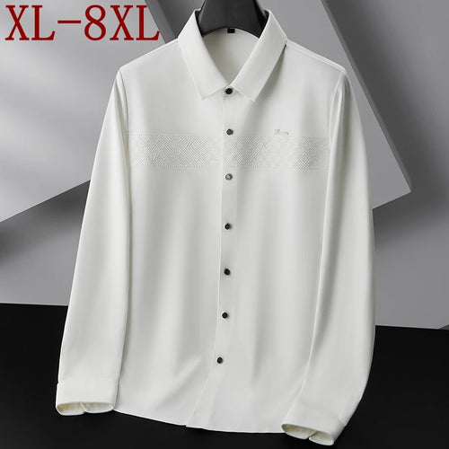 Obsidian Phoenix Luxury Business Casual Long Sleeve Shirt - High-End Loose-Fit Men’s Dress Shirt in Sizes Up to 8XL