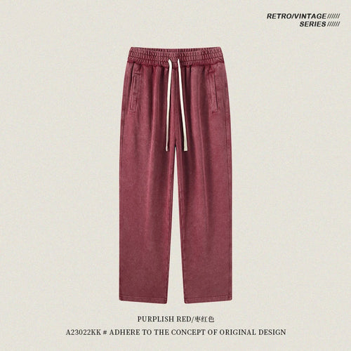 Obsidian Phoenix Unisex Luxury Batik Washed Pants - 420gsm Retro Loose-Fit Straight 100% Cotton Trousers