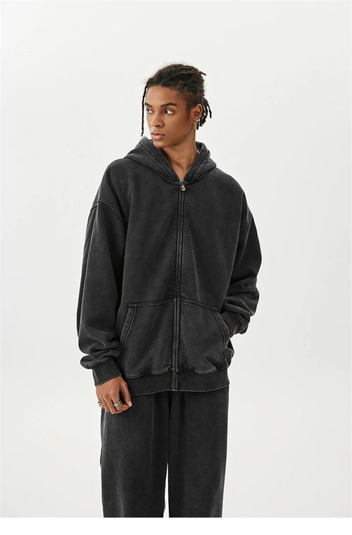 Obsidian Phoenix LuxuryWashed Fleec Hoodie - Oversized Sleeve 355gsm Winter Pullover