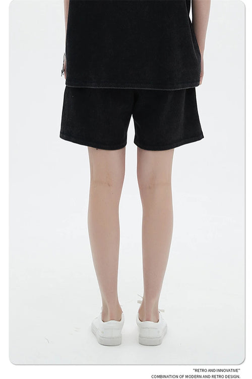 Obsidian Phoenix Unisex Luxury Batik Washed Shorts - 400gsm High Street Knee-Length Cotton Shorts