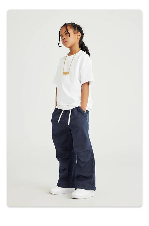 Obsidian Phoenix Luxury Double Knee Cotton Pants - Boys and Girls American Retro Loose Fit Adjustable Carpenter Pants (240gsm)