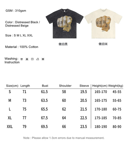 Obsidian Phoenix Unisex Luxury Hip Hop T-Shirt - 310gsm Washed Cotton Retro Print Tee