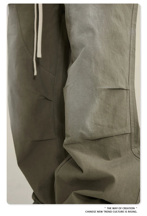 Obsidian Phoenix Unisex Luxury Monkey Washed Cotton Jogger Pants - 270gsm Loose-Fit High Street Cargo Trousers