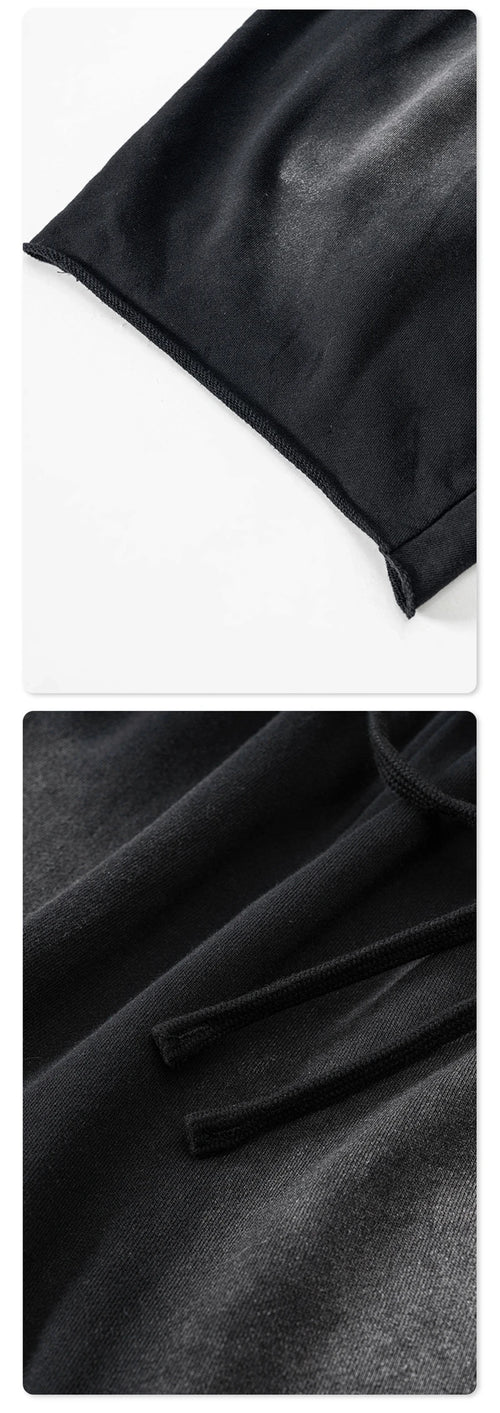 Obsidian Phoenix Unisex Luxury Gradient Washed Cotton Shorts - 330gsm Retro High Street Loose-Fit Sport Shorts