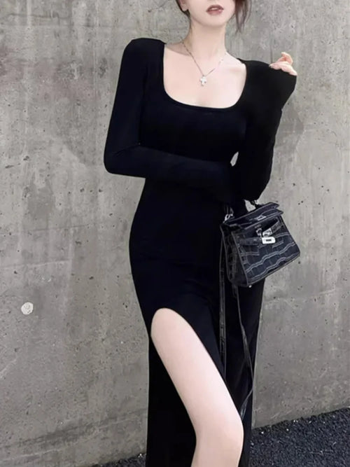 Obsidian Phoenix Women's Luxury Side-Slit Bodycon Dress