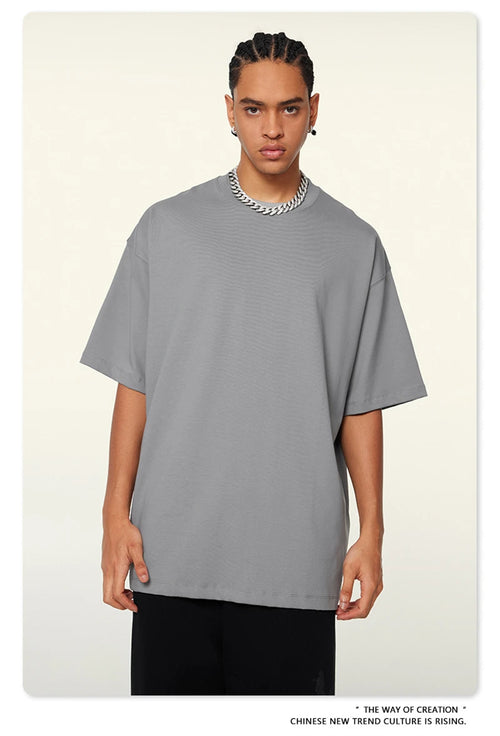 Obsidian Phoenix Unisex Luxury Heavyweight T-Shirt - 345gsm Solid Loose-Fit 100% Cotton Basic Tee