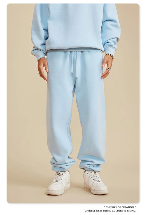 Obsidian Phoenix Luxury 355gsm Washed Fleece Sweatpants - Unisex Retro Loose-Fit Warm Joggers