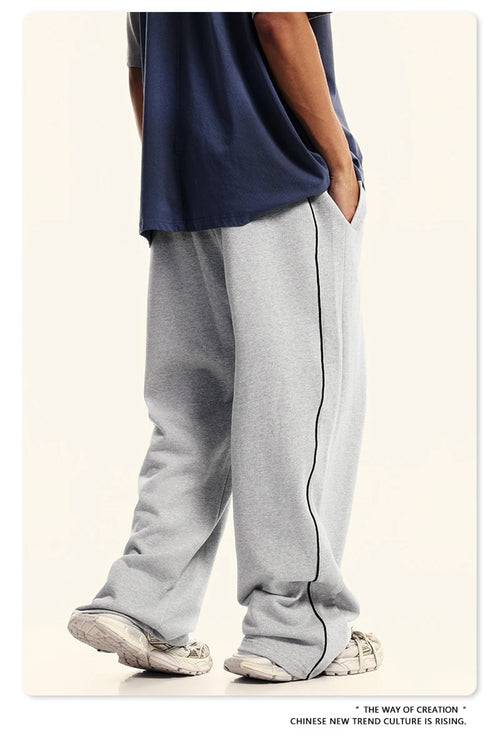 Obsidian Phoenix Unisex Luxury 100% Cotton Pants - 380gsm Oversized Straight-Leg Loose Trousers