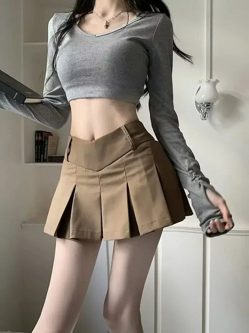 Celestial Comfort V-Waist Pleated Mini Skirt - Celestial Comfort Clothing