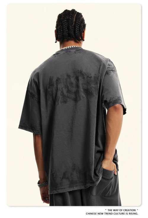 Obsidian Phoenix Unisex Luxury Paint Washed T-Shirt - 305gsm High Street Cotton O-Neck Tee