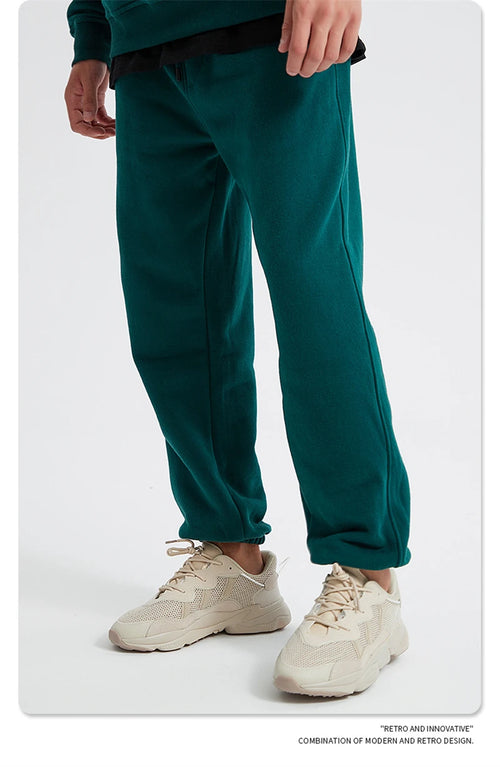 Obsidian Phoenix Unisex Luxury Fleece Sweatpants - 360gsm Loose-Fit Knitted Solid Tracksuit Pants