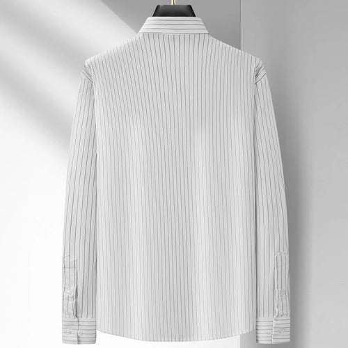 Obsidian Phoenix Luxury Striped Oversized Business Shirt - High-End Loose-Fit Long Sleeve Men’s Dress Shirt in Sizes Up to 10XL