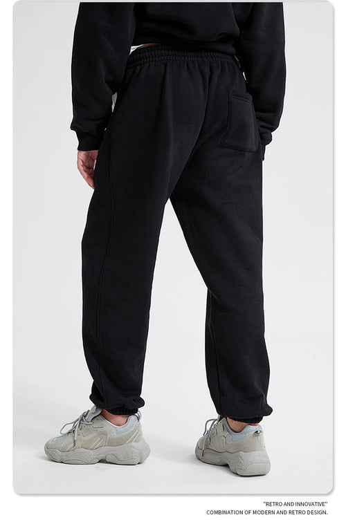 Obsidian Phoenix Unisex Luxury Fleece Sweatpants - 360gsm Loose-Fit Knitted Solid Tracksuit Pants