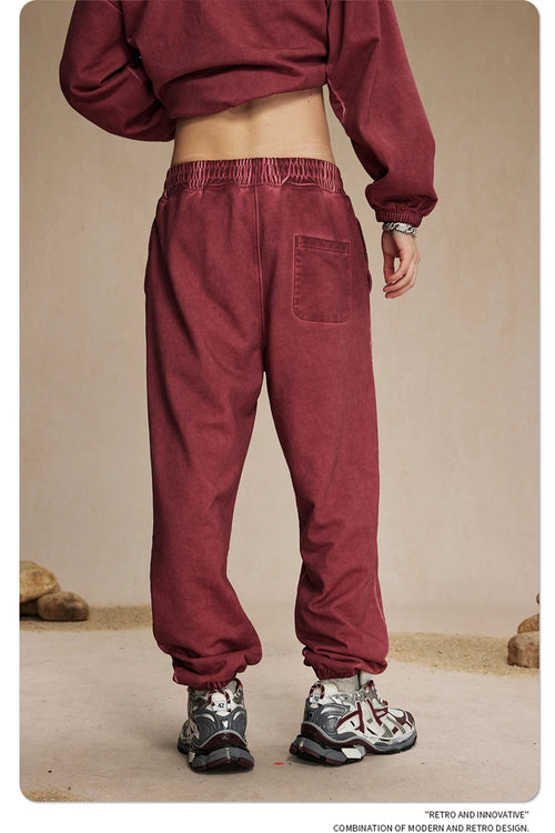 Obsidian Phoenix Unisex Luxury Washed Sweatpants - 450gsm Vintage Heavyweight Distressed Joggers