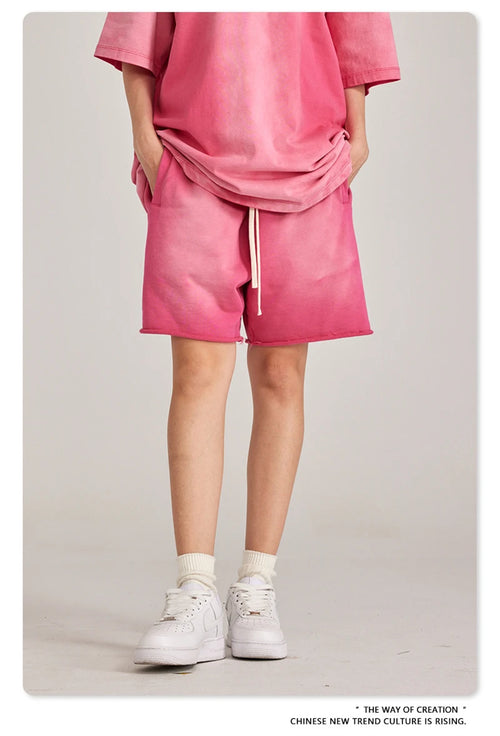 Obsidian Phoenix Unisex Luxury Solid Cotton Shorts - High Street Side-Slit Knee-Length Pants