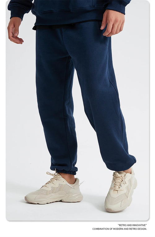 Obsidian Phoenix Unisex Luxury Fleece Sweatpants - 360gsm Loose-Fit Knitted Solid Tracksuit Pants