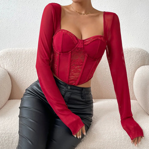 Obsidian Phoenix Women's Luxury V-Neck Mesh Crop Top