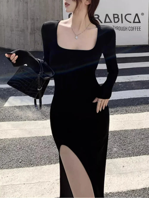 Obsidian Phoenix Women's Luxury Side-Slit Bodycon Dress