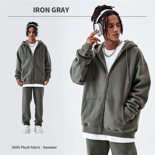 Obsidian Phoenix Luxury 350gsm Fleece Sweatpants and Zipper Hoodie Set