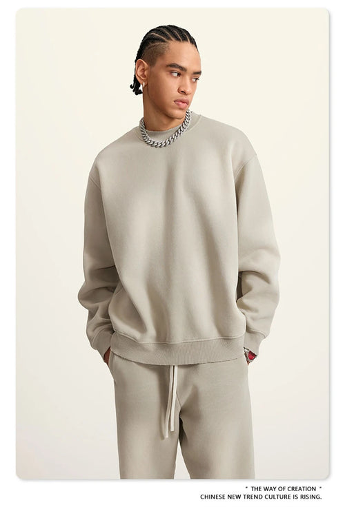 Obsidian Phoenix Unisex Luxury Gradient Fleece Sweatshirt - 375gsm Monkey Washed O-Neck Loose-Fit Pullover