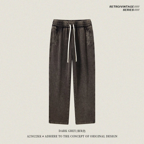 Obsidian Phoenix Unisex Luxury Batik Washed Pants - 420gsm Retro Loose-Fit Straight 100% Cotton Trousers