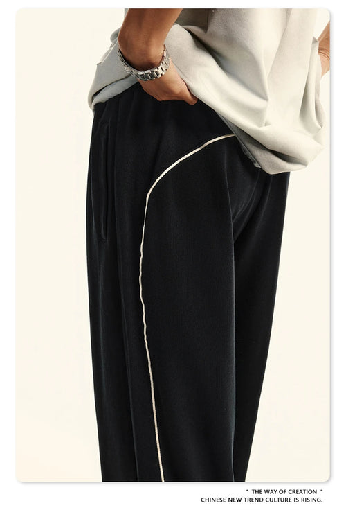 Obsidian Phoenix Unisex Luxury 100% Cotton Pants - 380gsm Oversized Straight-Leg Loose Trousers