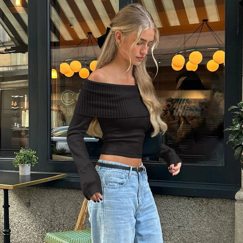 Obsidian Phoenix Women's Luxury Off-Shoulder Ribbed Crop Top