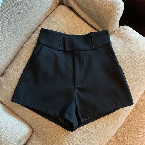 Celestial Comfort High-Waisted A-Line Shorts - Black Slim Fit, Harajuku-Inspired Hot Girl Casual Wear - Celestial Comfort Clothing
