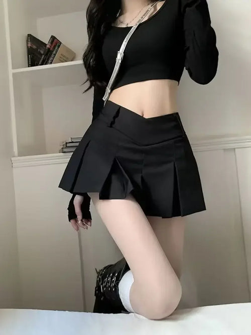 Celestial Comfort V-Waist Pleated Mini Skirt - Celestial Comfort Clothing