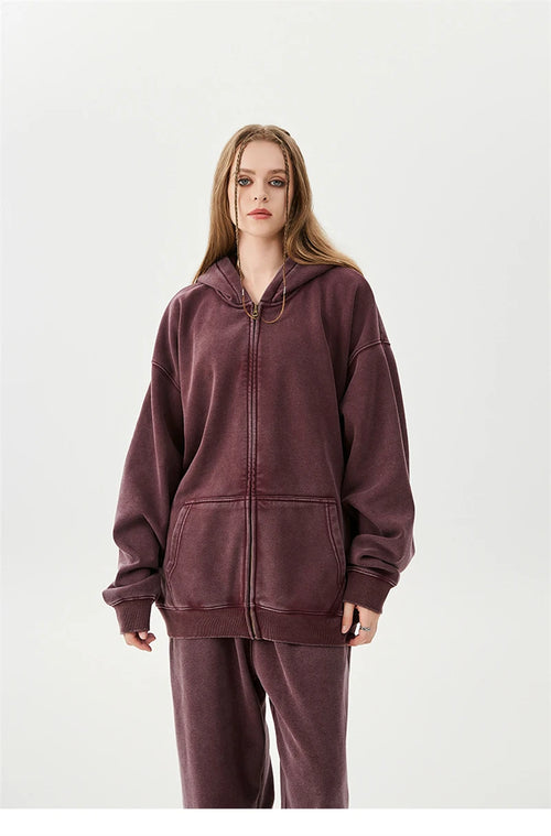 Obsidian Phoenix LuxuryWashed Fleec Hoodie - Oversized Sleeve 355gsm Winter Pullover