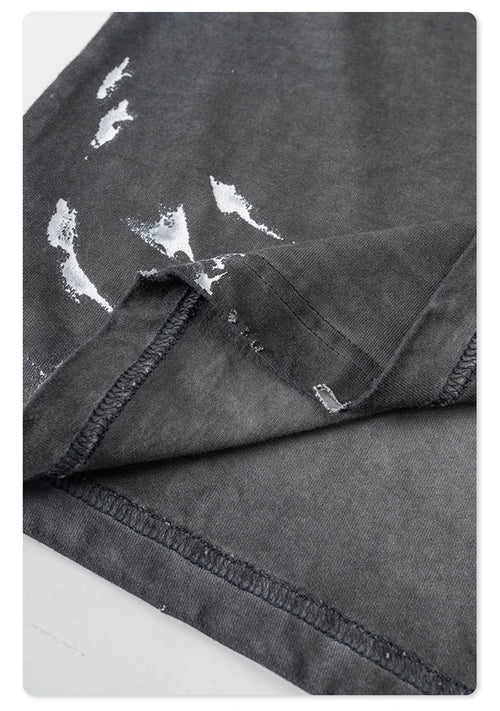 Obsidian Phoenix Unisex Luxury Heavyweight Washed T-Shirt - 310gsm Oversized Splash-Ink Cotton Tee