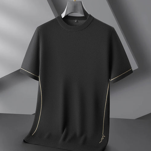 Obsidian Phoenix Luxury Wool Pullover - High-End Soft Warm Short Sleeve Men’s Sweater for Business Casual Wear in Sizes Up to 8XL
