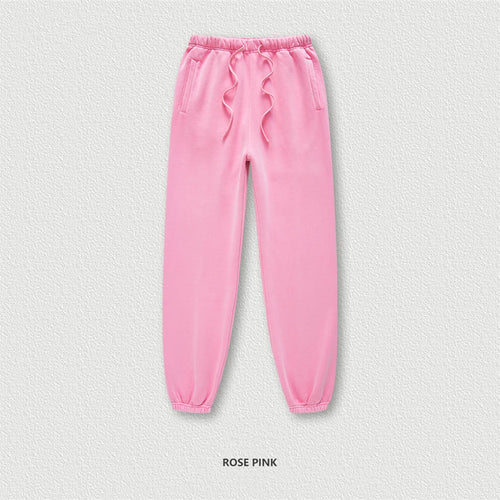 Obsidian Phoenix Luxury 355gsm Washed Fleece Sweatpants - Unisex Retro Loose-Fit Warm Joggers