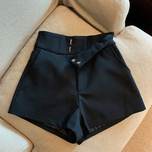 Celestial Comfort High-Waisted A-Line Shorts - Black Slim Fit, Harajuku-Inspired Hot Girl Casual Wear - Celestial Comfort Clothing