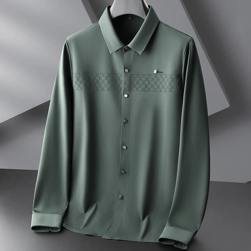 Obsidian Phoenix Luxury Business Casual Long Sleeve Shirt - High-End Loose-Fit Men’s Dress Shirt in Sizes Up to 8XL