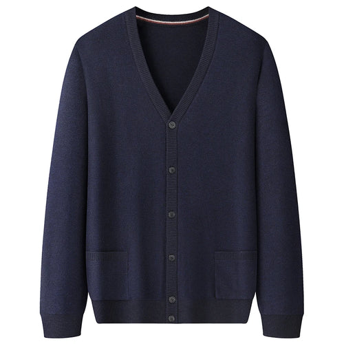 Obsidian Phoenix Luxury 100% Wool Cardigan - High-End Soft Warm Sweatercoat for Men in Sizes Up to 8XL