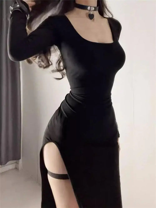Obsidian Phoenix Women's Luxury Side-Slit Bodycon Dress