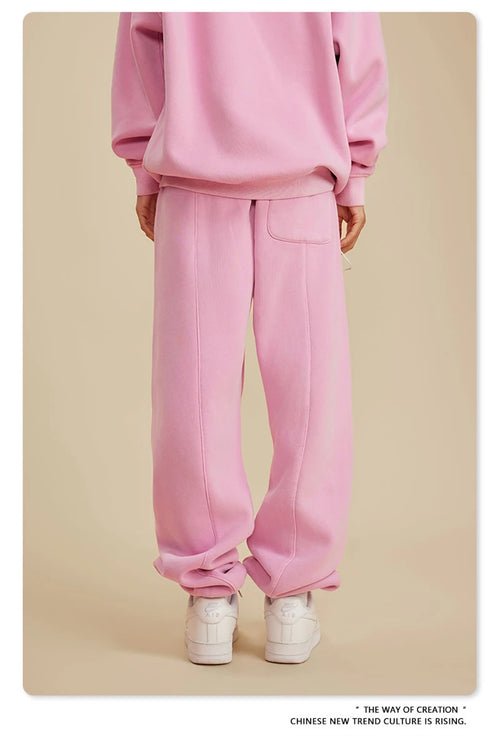 Obsidian Phoenix Luxury 355gsm Washed Fleece Sweatpants - Unisex Retro Loose-Fit Warm Joggers