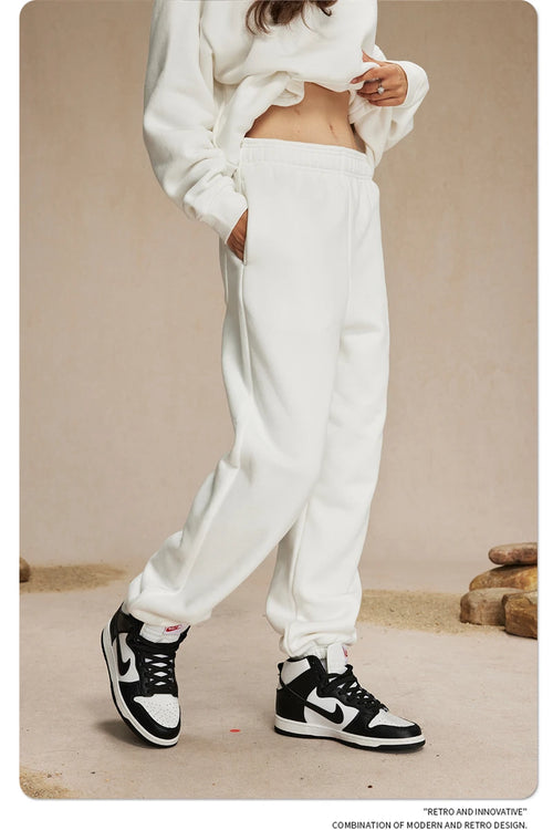 Obsidian Phoenix Unisex Luxury Solid Fleece Sweatpants - 400gsm Basic Loose-Fit Warm Joggers
