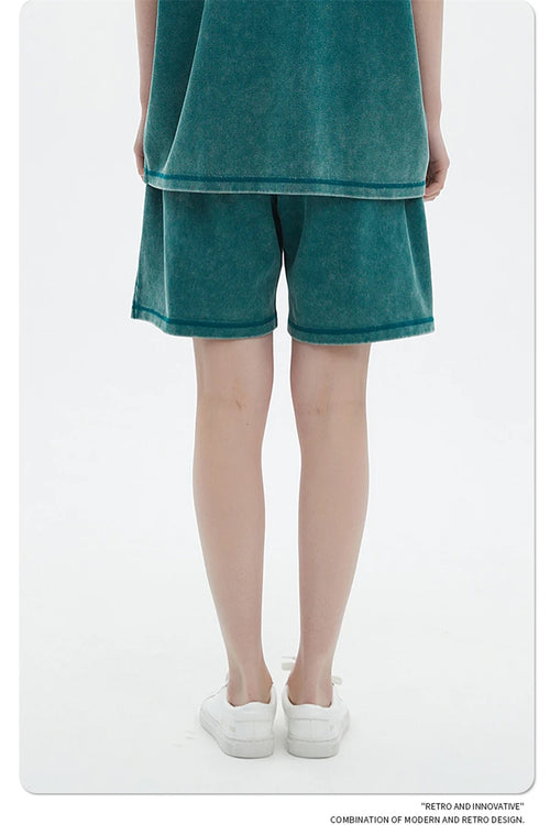 Obsidian Phoenix Unisex Luxury Batik Washed Shorts - 400gsm High Street Knee-Length Cotton Shorts