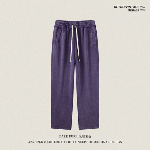 Obsidian Phoenix Unisex Luxury Batik Washed Pants - 420gsm Retro Loose-Fit Straight 100% Cotton Trousers