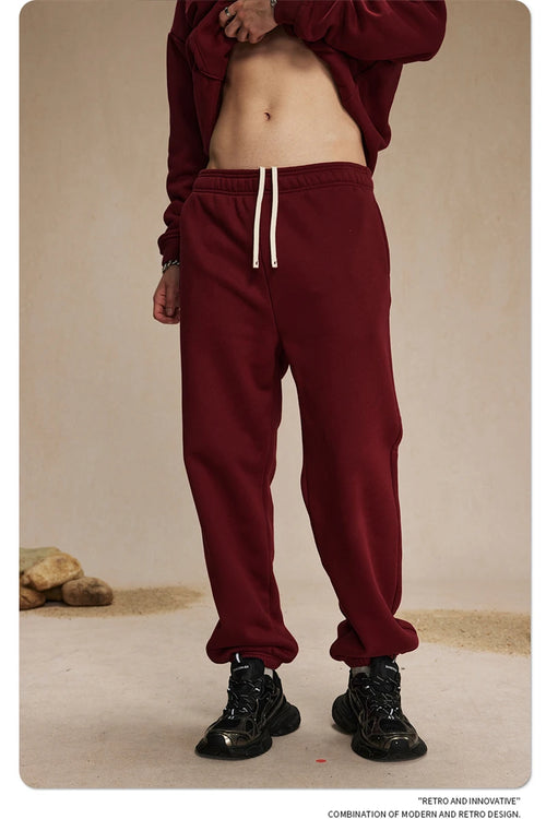 Obsidian Phoenix Unisex Luxury Solid Fleece Sweatpants - 400gsm Basic Loose-Fit Warm Joggers