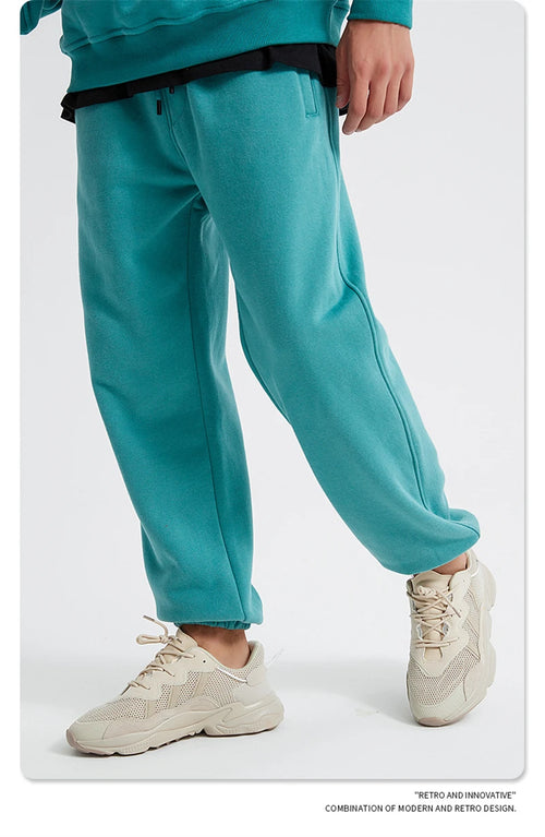 Obsidian Phoenix Unisex Luxury Fleece Sweatpants - 360gsm Loose-Fit Knitted Solid Tracksuit Pants