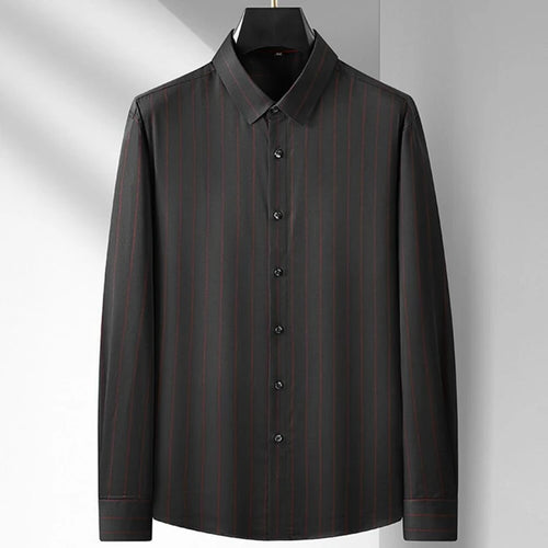 Obsidian Phoenix Luxury Striped Business Shirt - High-End Loose-Fit Men’s Casual Dress Shirt in Sizes Up to 8XL