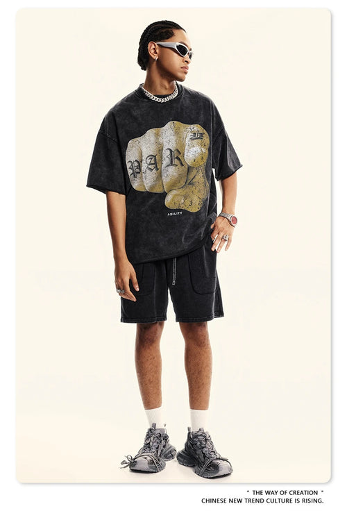 Obsidian Phoenix Unisex Luxury Hip Hop T-Shirt - 310gsm Washed Cotton Retro Print Tee