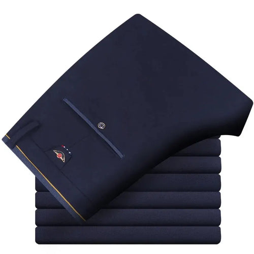 Obsidian Phoenix Men's Elastic Straight Pants - Business Casual Formal Trousers