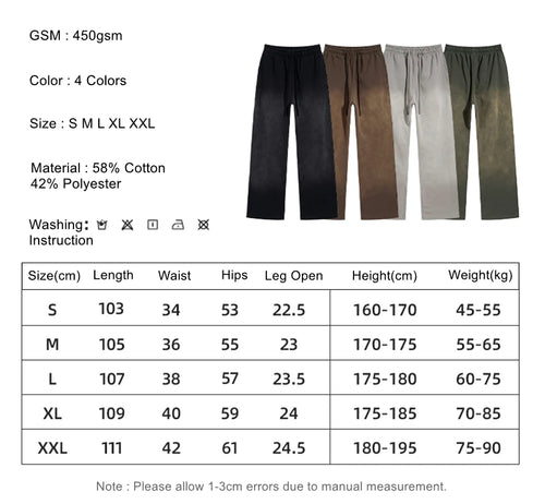 Obsidian Phoenix Luxury Retro Washed Heavyweight Pants - 450gsm Knitted Straight-Leg Unisex Sports Trousers